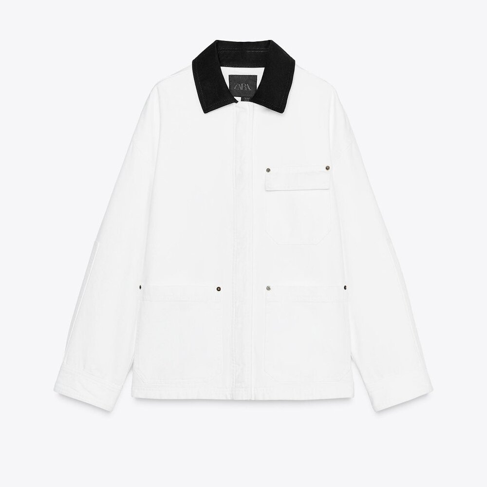 ZARA CONTRAST COLLAR OVERSHIRT ZW COLLECTION